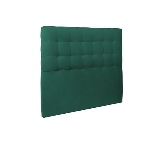 Tete De Lit Capitonnee Velours Vert L 135 Cm - Ep 10 Cm Rembourre