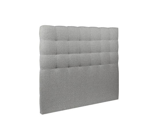 Tete De Lit Capitonnee Bouclette Gris L 150 Cm - Ep 10 Cm Rembourre