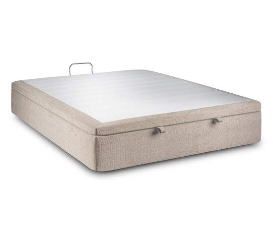 Sommier Coffre Tissu Beige Brun 160x200 H39cm