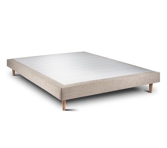 Sommier Tapissier Tissu Beige Brun 160x200 H29cm