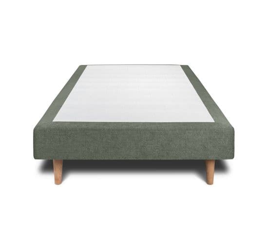 Sommier Tapissier Tissu Vert 90x200 H35cm