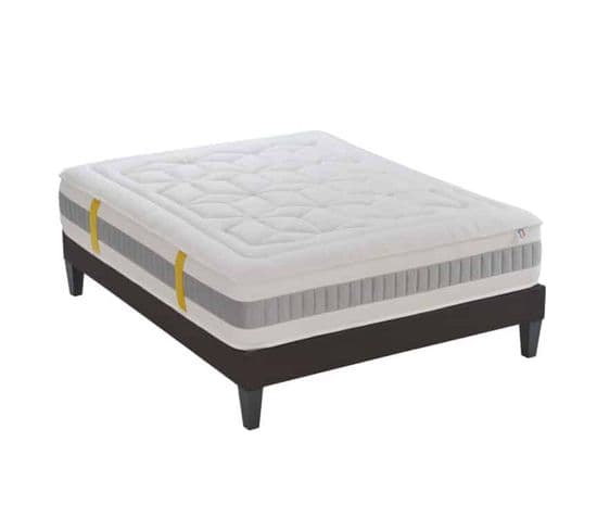 Ensemble Matelas Mousse 160x200 L'envouteur - Avec Sommier Kit Gris Et Pieds - Ep.31cm