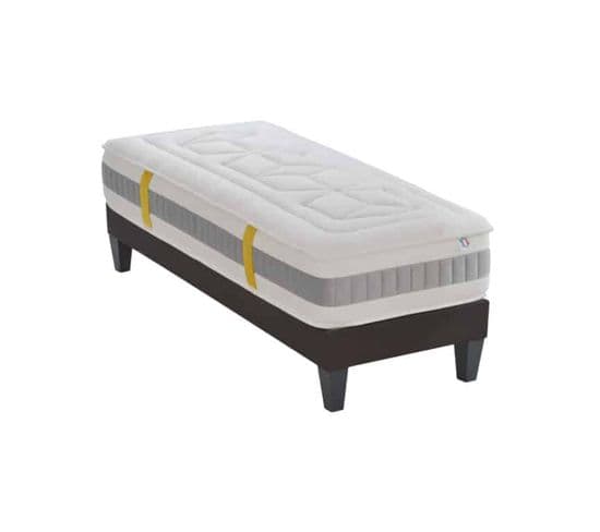 Ensemble Matelas Mousse 90x200 L'envouteur - Avec Sommier Kit Gris Et Pieds - Ep.31cm