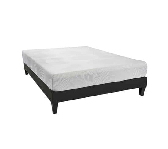 Ensemble Matelas Mousse 140x190 Le Cajoleur - Avec Sommier Kit Gris Et Pieds - Dehoussable