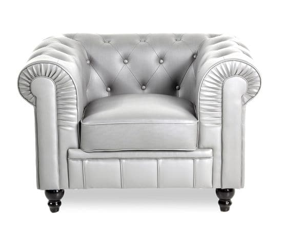 Fauteuil Chesterfield Regency Argent