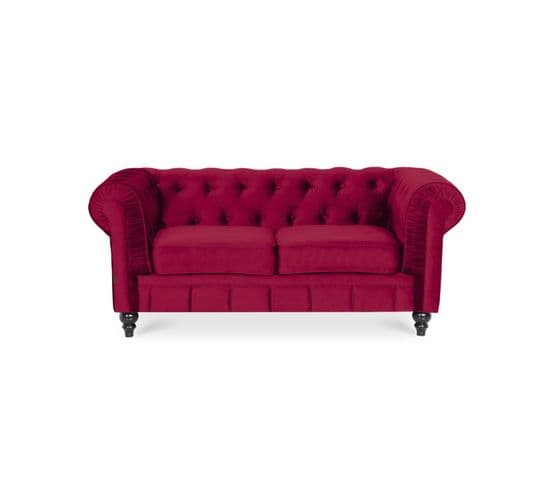 Canapé Chesterfield Velours 2 Places Altesse Rouge