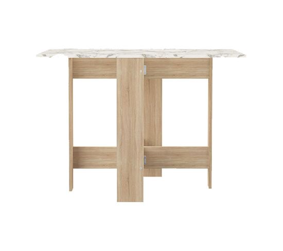 Papillon Folding Table Natural Oak And Marble 103 X 76