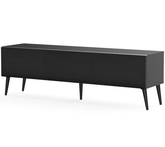 Meuble TV Tissu Acoustique Et Mélaminé Noir Vasteras 160 Cm