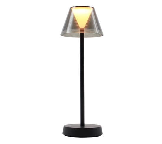 Lampe De Table Sans Fil LED Beverly Black Noir Plastique H34cm