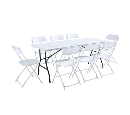 Ensemble Table Et 8 Chaises Pliantes De Jardin 180 Cm