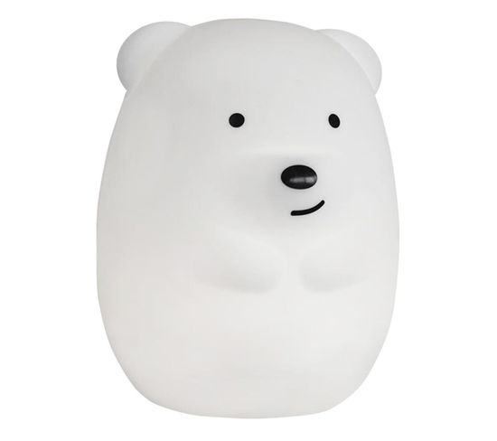 Veilleuse Bébé Ours Sans Fil Touch Led Teddy Blanc Silicone H19cm