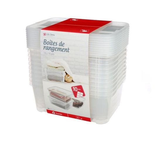 Lot De 10 Boîtes Transparentes - 11 L