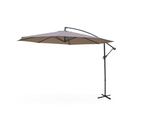 Parasol Déporté Ø350cm - Hardelot - Coloris Taupe. Structure Anthracite. Manivelle Anti-retour.