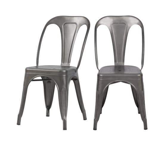 Chaise Indus Gris Acier (lot De 2)