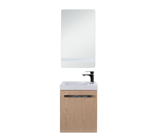 Ensemble Meuble Lave-mains Avec Miroir Nevada Décor Chêne