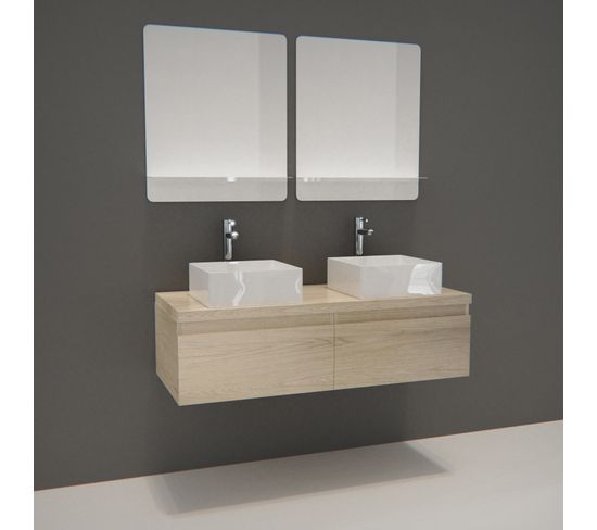 Meuble De Salle De Bain Avec 2 Vasques Et 2 Miroirs Will