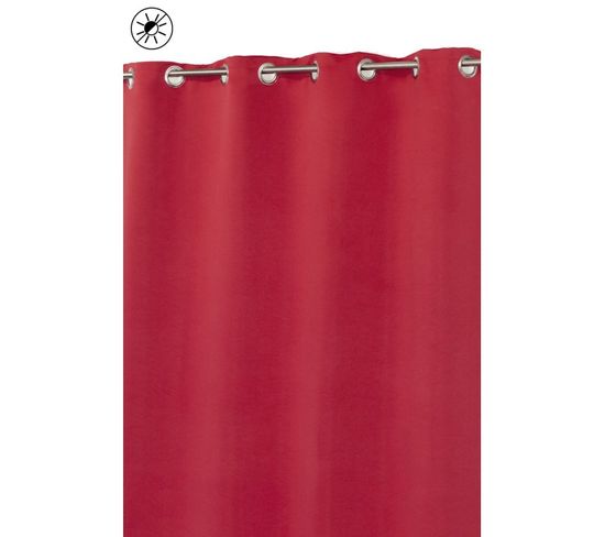 Rideau Occultant 135 X 240 Cm À Oeillets Mat Matière Soyeuse Uni Rouge