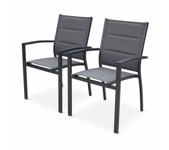 Lot De 2 Fauteuils - Chicago / Odenton / Philadelphie Anthracite - En Aluminium Anthracite Et