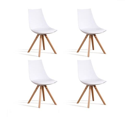 Lot De 4 Chaises Scandinaves Blanches - Minsk