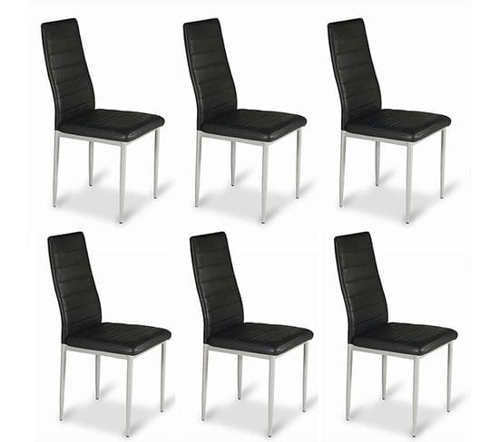 Lot De 6 Chaises Salle à Manger Noires - Lena