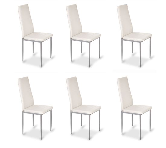 Lot De 6 Chaises Salle à Manger Blanches - Lena