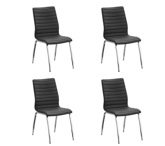 Lot De 4 Chaises Salle à Manger Noires - Londres