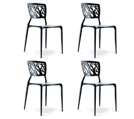 Lot De 4 Chaises Noires - Verdi