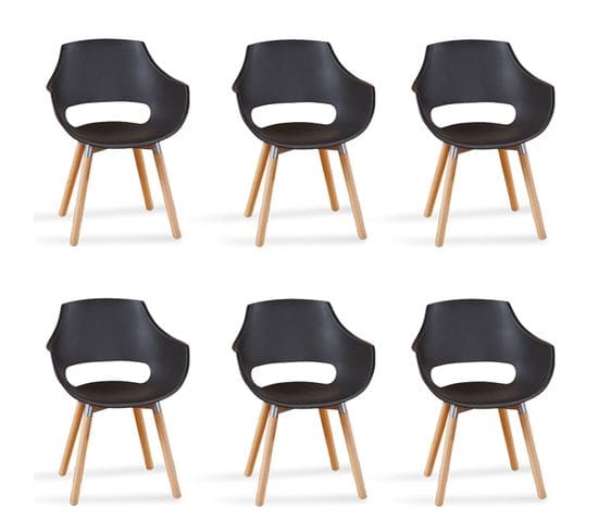 Lot De 6 Fauteuils Scandinaves Noirs - Treia