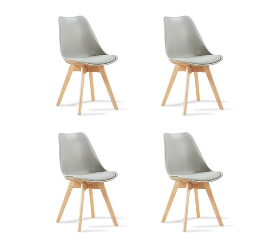 Lot De 4 Chaises Scandinaves Grises - Bjorn