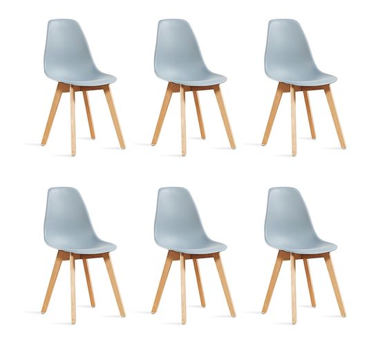 Lot De 6 Chaises Scandinaves Grises - Onir