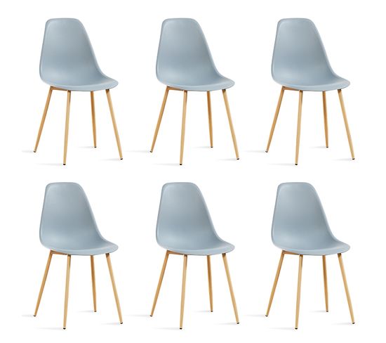 Lot De 6 Chaises Scandinaves Grises - Ela