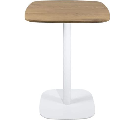 Table bistrot design plateau carré pied fixe SILA (blanc et Chêne)