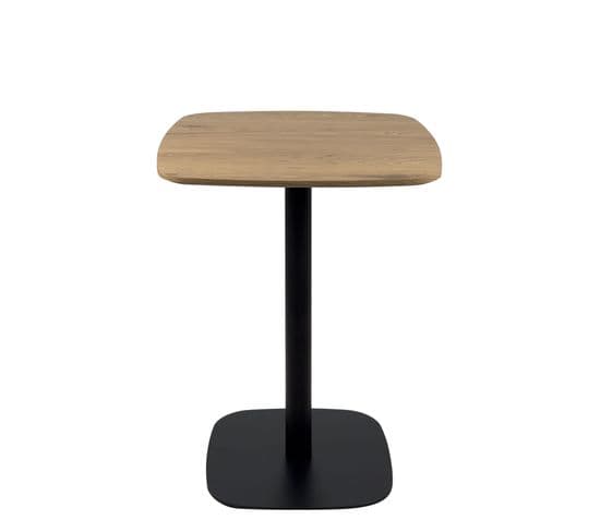 Table Bistrot Cuisine Hauteur 75cm Plateau 60x60cm, 1-2 Personnes Pied Métal SILA (noir bois)