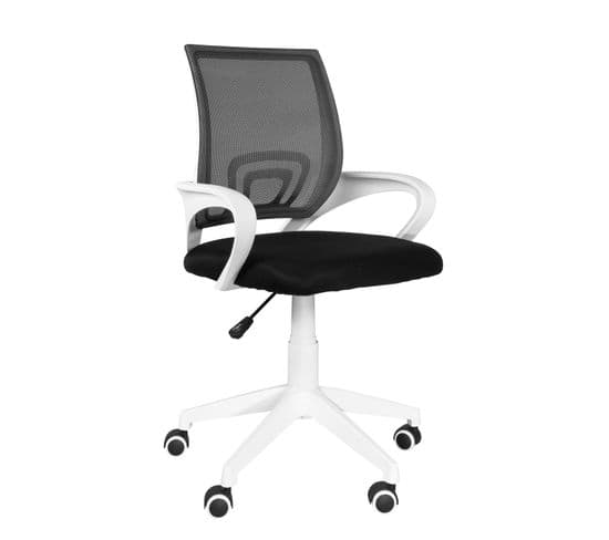 Chaise de bureau ergonomique pivotant réglable haut bas FLAG-E (blanc Noir)