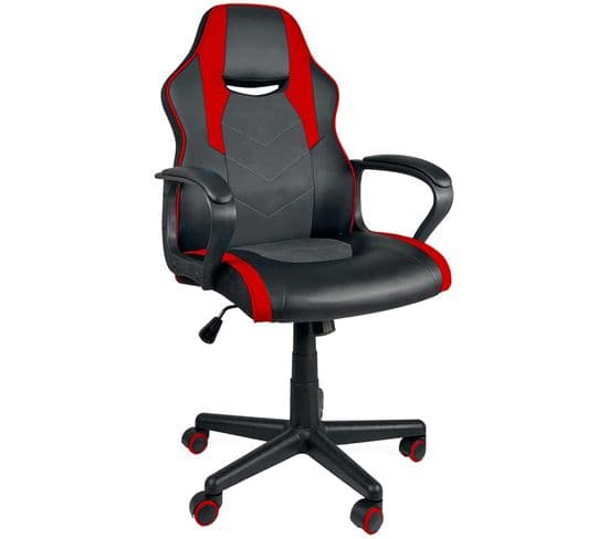 Fauteuil gamer hauteur réglable et basculant simili cuir et alcantara FLIP (noir rouge)