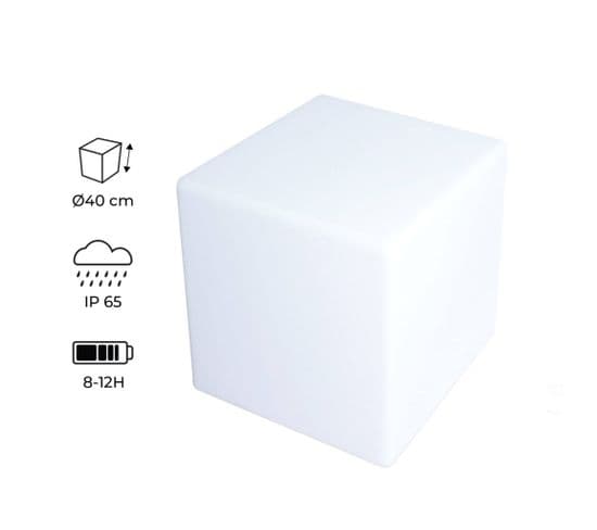 Cube LED 40cm – Cube Décoratif Lumineux. 40x40cm. Blanc Chaud. Commande à Distance