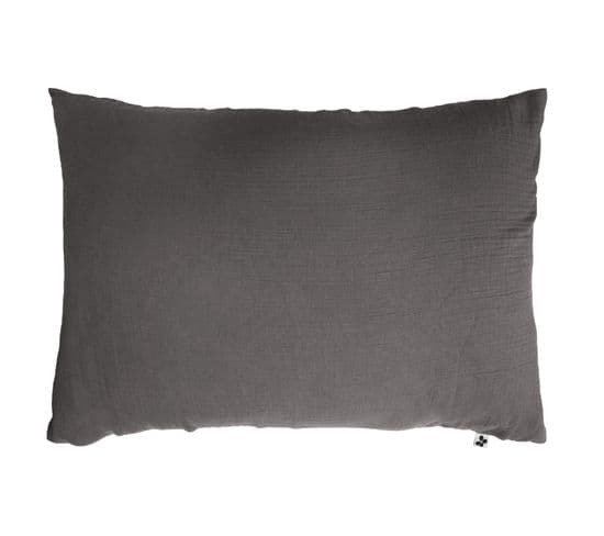 Taie D'oreiller Double Gaze De Coton 50 X 70 Cm Granit (dark Grey) Anthracite