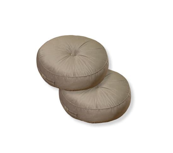 Pouf En Velours Diamètre 50 Ensemble De 2 - Crème