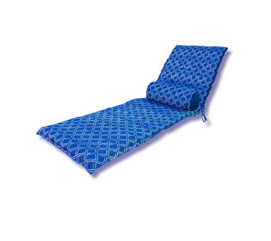 Coussin Pour Chaise Longue Et Traversin 195x60x5cm Motif Nautique Bleu