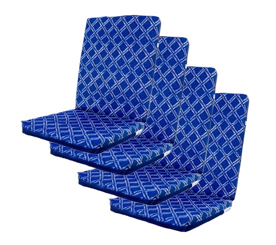 Lot De 4 Coussins Pour Chaises Motif Nautique Bleu 95 X 40 Cm