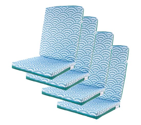 Lot De 4 Coussins Pour Chaises Motif Éventails Verts 95 X 40 Cm