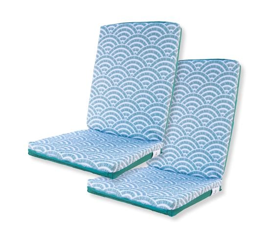 Lot De 2 Coussins Pour Chaises Motif Éventails Verts 95 X 40 Cm