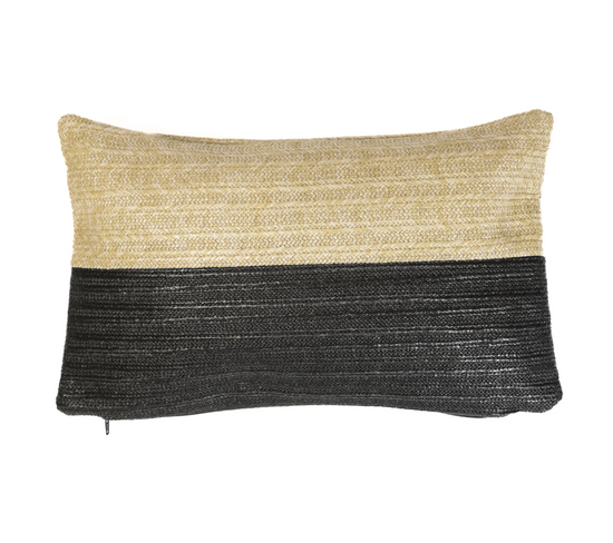 Housse De Coussin Effet Raphia - Rectangle - 30x50cm - Beige Et Noir