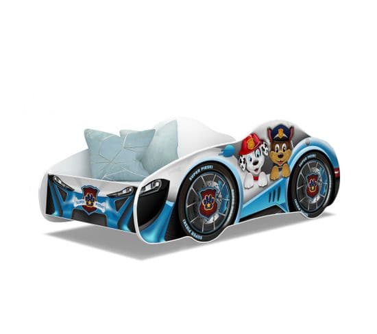 Lit Enfant Voiture 70x140 21 Pat Patrouille Thème Livré Avec Sommiers Et Matelas En Mousse De 7cm