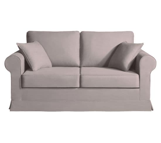 Canapé 2 Pl Colme 170 Cm Fixe Tissu Taupe - 100% Déhoussable - Fab. France