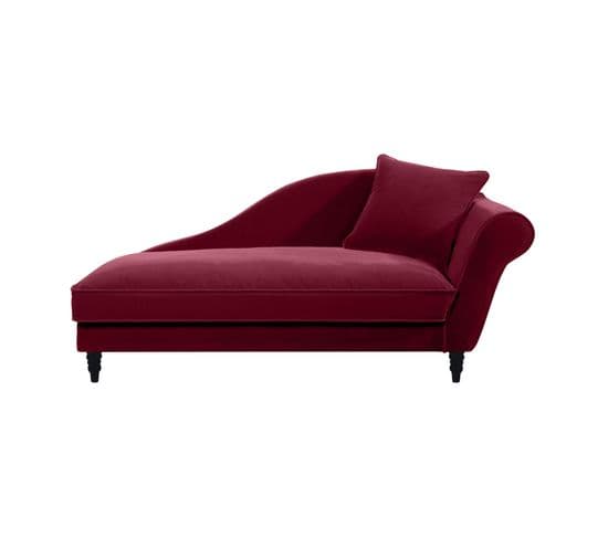 Méridienne Gauche Alba 195 Cm Velours Aubergine - 100% Déhoussable - Fab. France