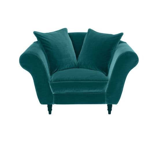 Fauteuil Xl Alba 130 Cm Velours Eucalyptus - 100% Déhoussable - Fab. France