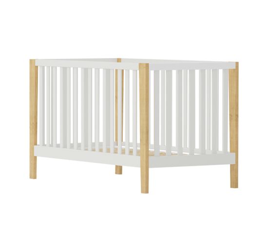 Pack Lit Bébé Avec Matelas Olympe   Blanc 70x140 Cm