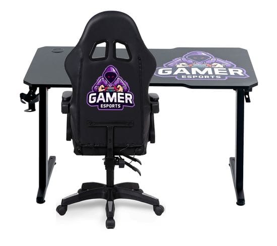 Pack Bureau Desk120z-gamer et Fauteuil 900-led-gamer - 1m20 - Retro Éclairage LED Rgb