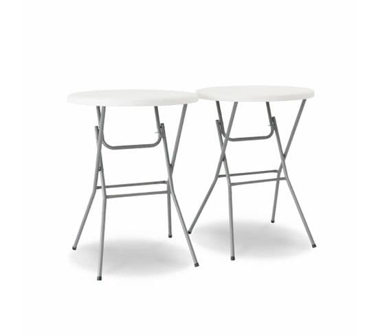 Lot De 2 Tables Hautes De Réception – Gala – Mange Debout. Pliables. Ø80cm X 110cm